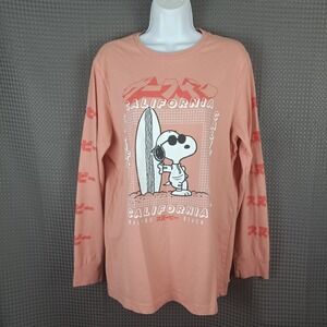 Peanuts Snoopy California Long Sleeve Graphic Tee Katakana Japanese Text L